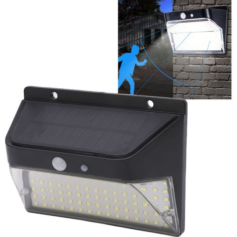 Applique murale solaire à 196 LED avec détecteur de présence humaine, étanche, pour éclairage public. (1/5)