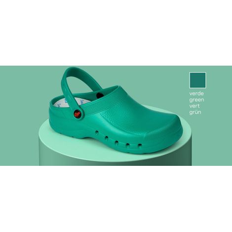 Zueco para sanidad y hostelería con tratamiento virucida y antibacterias unicolor DIAN EVA 47 Verde