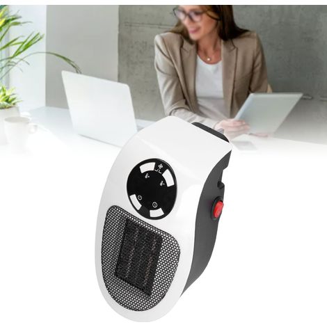 Tragbarer 500-W-Mini-Heizlüfter mit Timer, schwarz-weiß, für Zuhause und Büro, schnelles Aufheizen, elektrische Mini-Wandheizung, schnelle und leistungsstarke Lufterwärmung, britischer Standard 220 V (1/5)