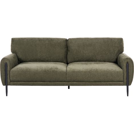 Sofá moderno 3 plazas tapizado de chenilla fundas de cojines extraíbles patas de metal verde Skaro (1/5)