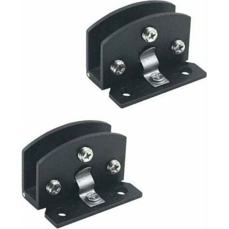 2pcs Glass Door Hinges for Display Case, Wine Cabinet, Clip Door Hinge (Suitable for 5-8mm Thick Glass - Black), Door Hinge Replacement Parts - Black - Silver (1/5)