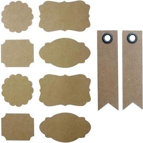 96 stickers kraft baroques + 20 étiquettes kraft Fanion