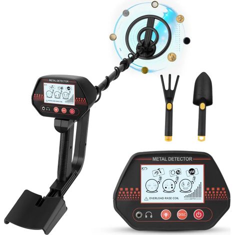 Détecteur de métaux professionnel, détecteur d'or, avec écran LCD, 3 modes de fonctionnement, hauteur réglable de 78 cm à 107 cm, haute précision, anti-interférences (1/5)