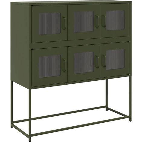 Buffet,Bahut,Meuble de Rangement vert olive 100,5x39x107 cm acier laminé à froid CFW87769 (1/5)
