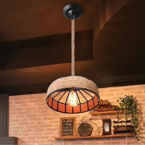U-do Lustre en chanvre - Suspension Industrie Rétro - Noir (1/4)