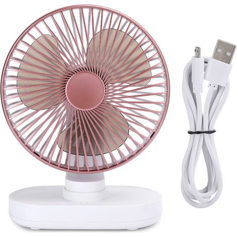 Ventilateur de bureau USB rechargeable miniature 4 vitesses silencieux - Rose doré pour bureau et maison (1/5)