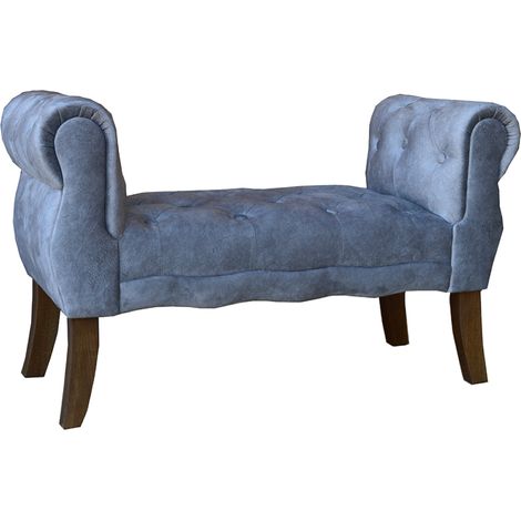 Panca poggiapiedi 96 cm con braccioli - velluto Grigio CHESTER (1/5)