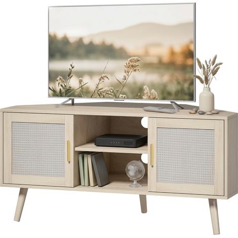 Meuble TV d'Angle 115 cm pour Téléviseur jusqu'à 65 Pouces Chêne (1/5)