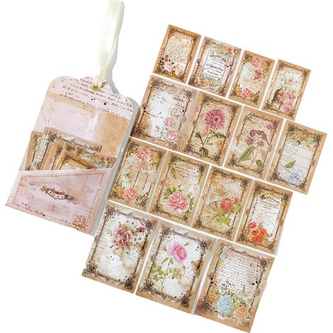 Set mit 30 Vintage-Blumenaufklebern, Kraftpapier-Etiketten mit Blumensymbolik, DIY-Aufkleber für Scrapbooking und kreative Dekoration (1/5)