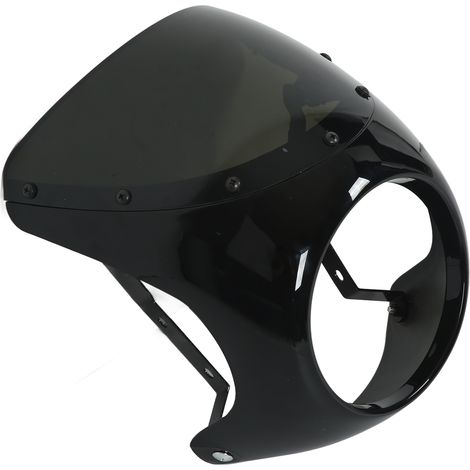 Le carénage de phare de moto de 7 pouces protège le pare-brise conception universelle, convient à la plupart des phares ronds de moto noir brillant. (1/5)