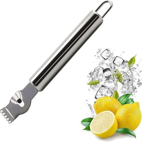 Éplucheur de citron en acier inoxydable, éplucheur d'agrumes orange avec couteau à fente, éplucheur d'orange à main (1/5)