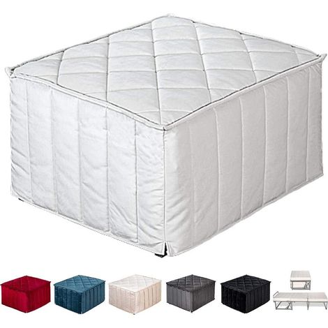 EVERGREENWEB Pouf che diventa Letto Singolo con Materasso Waterfoam alto 10 cm - "SUITE", Salvaspazio Pieghevole per Camera Cameretta Soggiorno Puff Poggiapiedi Ottomano, tessuto VELLUTO Sfoderabile, (1/5)