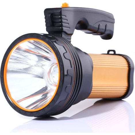 Linterna LED recargable de 7000 lúmenes, resistente al agua IPX4, luz/foco portátil para camping de 6000 mAh (dorada) (1/5)