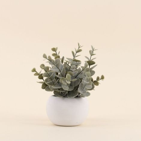 Plante artificielle pot ciment blanc 18cm