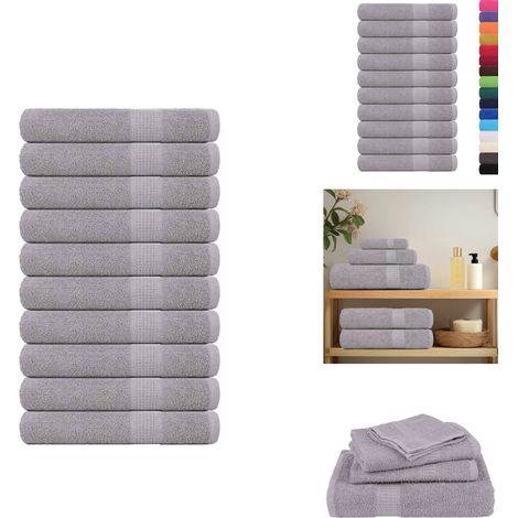 Handtücher 10 Stk. Grau 100x200 cm 360 g/m² 100% Baumwolle - Handtuch - Handtücher - Strandtuch - Badetuch (1/5)