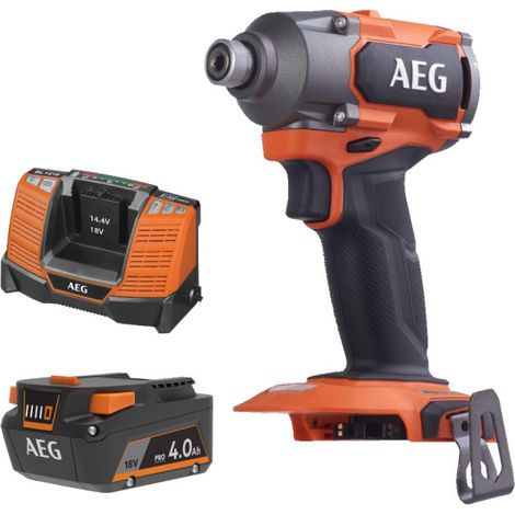 Pack AEG 18V - Avvitatore a percussione senza spazzole 350 Nm - Batteria 4.0 Ah - Caricabatterie