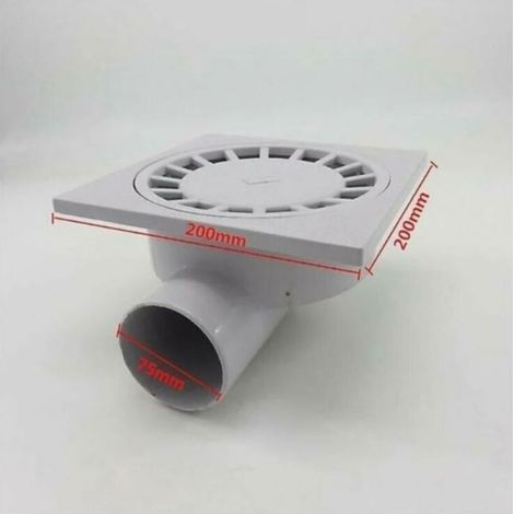 Siphon De Sol - 200x200mm - Sortie 75mm - Pour Douche Et Salle Humide - Blanc - 1 Pièce (1/4)
