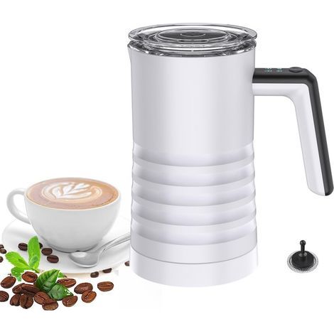 Mousseur à Lait éLectrique, 11,8 Oz/350 Ml, Machine à Mousse Chaude Et Froide Automatique, Mousseur à Lait Et Cuiseur Vapeur, Pour Latte, Cappuccino, Macchiato, Chocolat Chaud,White (1/5)