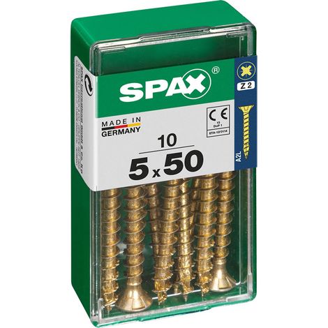 Boîte 10 Unités. Vis A Bois Spax Cab. Plat Yellox 5.0x50mm Spax (1/2)