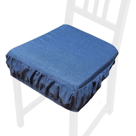 Cuscino Sedia Morbido Sfoderabile Coprisedia Cotone Lavabile Colore Pastello 100% Made In Italy - Blu