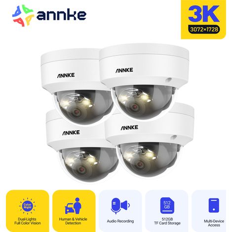 ANNKE 5MP POE Camera IP Dome with AI Person Vehicle Detection, Smart Dual Light,4PCS (1/5)
