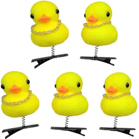 5er-Pack kleine gelbe Enten-Haarnadeln, niedliche Plüschenten-Haarspangen für Mädchen, Frühlings-Haarschmuck, lustig-A (1/5)