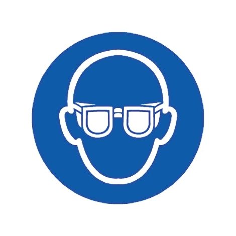 Panneau obligation, avec pictogramme : Lunettes de sécurité obligatoires , Auto-adhésif, en Vinyle ( Prix pour 1 )