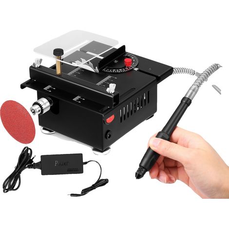 Scie à banc mini, kit multifonction, 7 réglages de vitesse, noir (1/2)