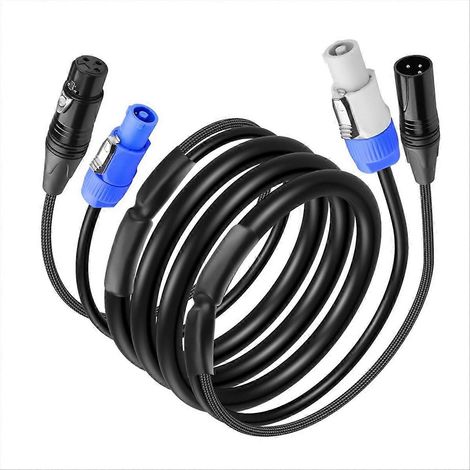 Câble d'extension DMX512 de 2 m (6,6 pi), alimentation secteur, connecteur XLR 3 broches, pour éclairage scénique, concerts et événements. (1/5)