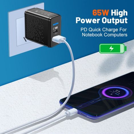 Chargeur USB-PD - Port Type-C - Norme Européenne - Indicateur LED Bleu - Pour Téléphone Portable - 1 Unité (1/5)