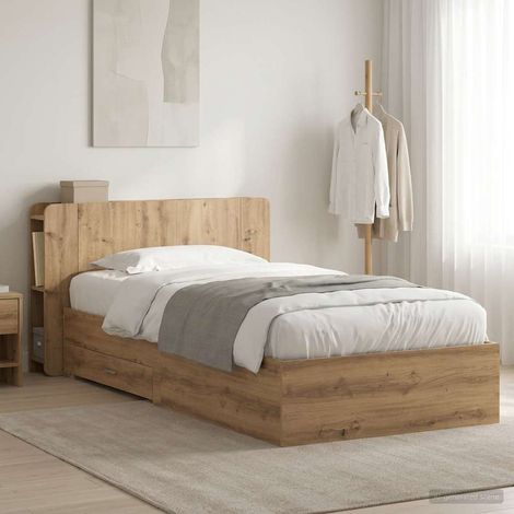 Cadre de lit avec rangement 80 x 200 cm en bois d’ingénierie chêne artisanal, 49.38kg - PANGIVO (1/5)