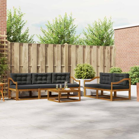 Outdoor-Sofagarnitur mit Kissen 6 pcs Natur und Anthrazit