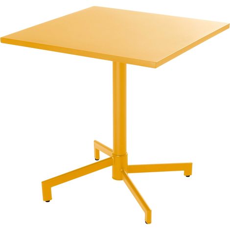 Table de jardin carrée bistrot avec plateau rabattable 70 cm jaune - Palavas