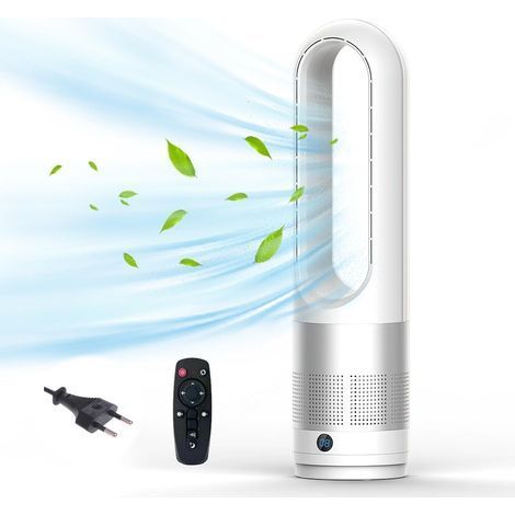Flügelloser Turmventilator mit Luftreiniger, 18 Zoll leise mit Fernbedienung, 8 Geschwindigkeiten, 80°-Oszillation, 8-Stunden-Timer, LED-Bildschirm – für Schlafzimmer (1/5)
