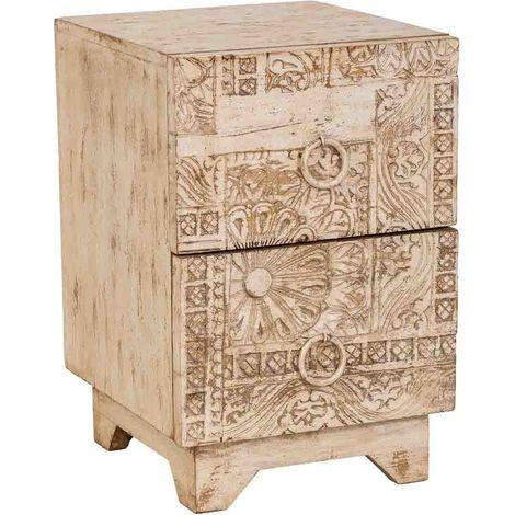 Mesita de madera artesanal blanca 37x40x56h cm (1/5)