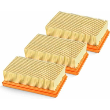 Confezione da 3 filtri Kärcher WD5 compatibili con gli aspirapolvere multiuso Kärcher WD4 WD5 WD6 MV4 MV5 MV6 - 3 filtri piatti plissettati di ricambio per 2.863-005.0