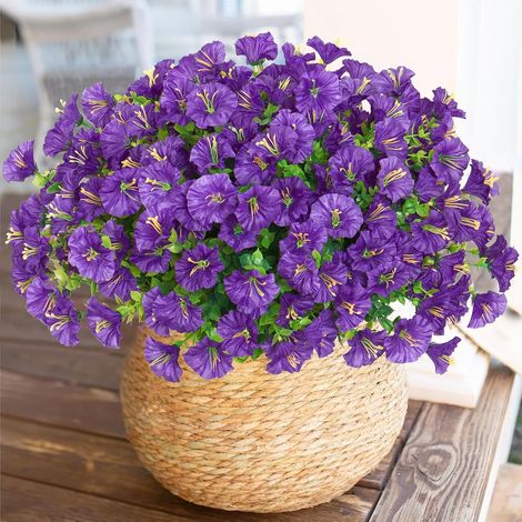 Lot de 10 Fleurs Artificielles Extérieures UV Résistant Bouquets Fausse Fleurs Plantes Artificielles pour Extérieur et Intérieur (Violet)