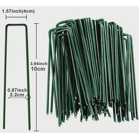 Agrafes de jardin en U, piquets de clôture robustes, piquets à gazon, clous de jardin galvanisés pour maintenir les pelouses, piquets de barrière au sol (1/5)
