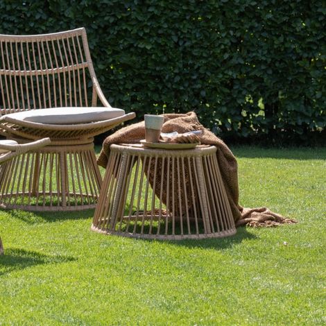 Tabouret de jardin 43x43x33 cm en osier naturel