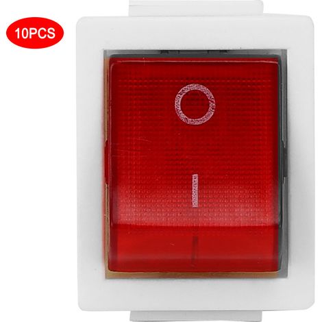 Interrupteur à bascule KCD3 tripolaire 2 positions, unipolaire, à un étage, avec voyant lumineux, 20 A/125 V CA, 16 A/250 V CA, blanc (1/5)