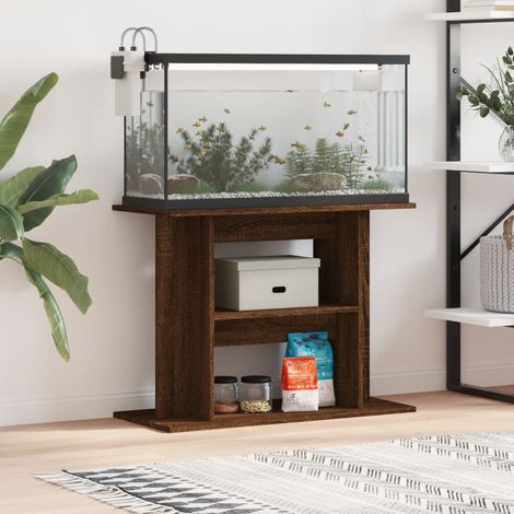 Meuble Support Marron Aquariums 80 X 30-35 cm. 1 étagère Support solide et stable pour aquariums (1/5)