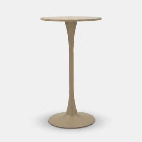 Mesa alta de bar redonda Alaska en MDF y hierro - Beige (1/5)