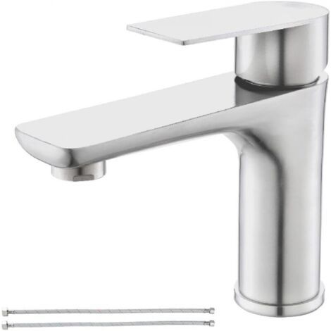 Robinet de lavabo chromé, robinet de salle de bain chaud et froid, robinet en acier inoxydable, robinet de lavabo noir, grue (1/3)