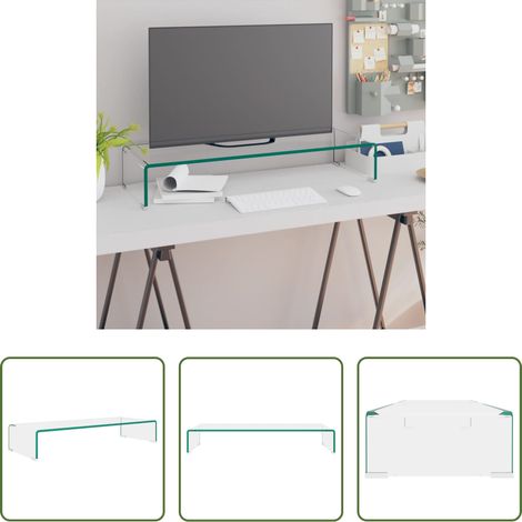 Étagère en verre -  Meuble TV/pour moniteur 80x30x13 cm verre transparent (1/5)