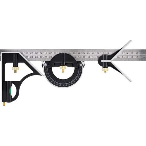 300 mm Combination Square - Metric - Universal and Precise Metal Combination Square with Stop and Marking Tool - High-End Professional Measuring Tool (Black) (1/5)