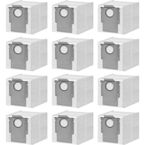 Lot de 12 sacs à poussière pour robot aspirateur Roborock Qrevo Curv 2 Flow et nettoyeur de serpillère, grande capacité de 3 L, kits de rechange (1/5)