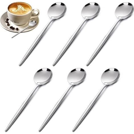 Kaffeelöffel-Set, 6-teilig, Mini-Edelstahllöffel, kleine Dessertlöffel, Espressolöffel, poliert (1/4)