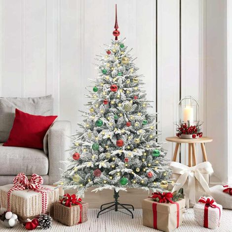 Künstlicher vorbeleuchteter Weihnachtsbaum mit Kugelset Grün