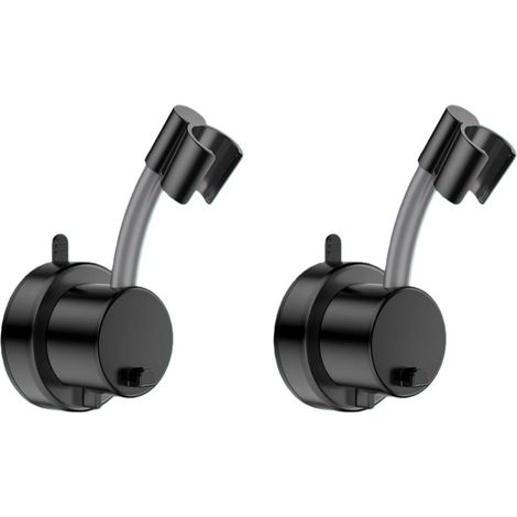 Supporto per soffione doccia con gancio (confezione da 2), staffa girevole regolabile a 720 gradi in ABS argentato, design a doppia ventosa, installazione senza foratura, può essere appeso durante la (1/5)