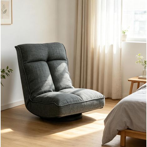 Drehbarer Bodensessel mit 5-fach verstellbarer Rückenlehne, Grau, OKWISH (1/5)